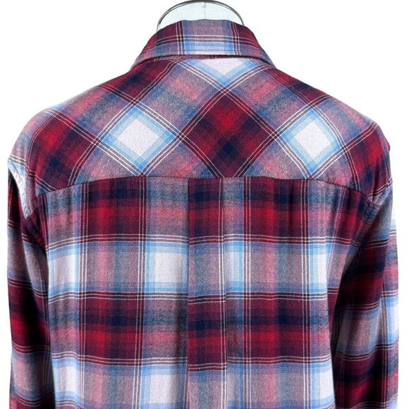 Women Gap + Pendleton Red White Plaid Boyfriend Casual Western Button Up Shirt S - Picture 5 of 10